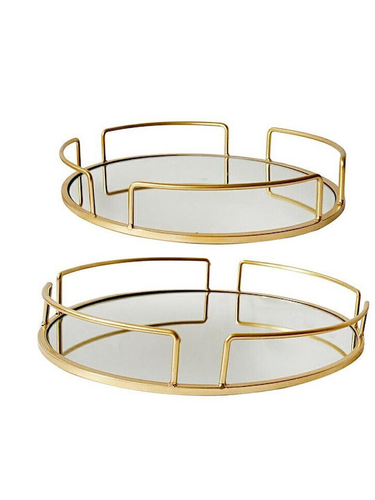 Nuova Vita Metallic Round Decorative Tray with Mirror 2pcs