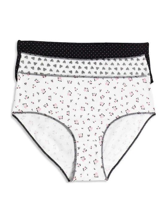 Cotonella Midi Βαμβακερά Femei Slip 3Pack Colorful