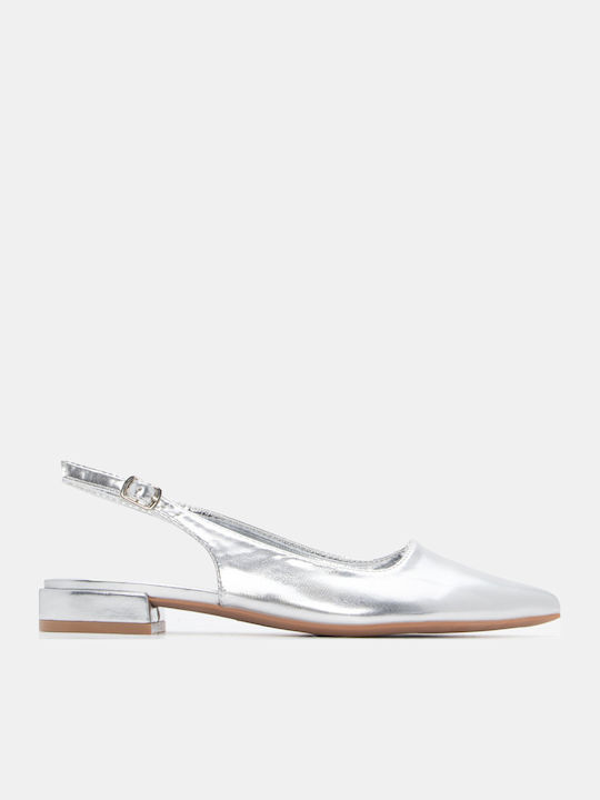 Γυναικείες Μπαλαρίνες Slingback σε Ασημί Χρώμα
