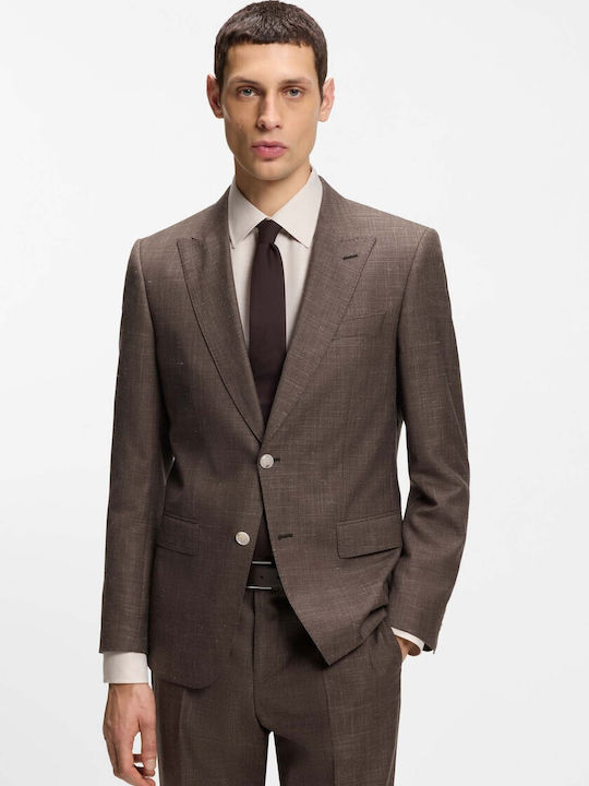Men's Summer Suit Jacket Slim Fit Dark Brown