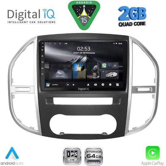 Digital IQ Ηχοσύστημα Αυτοκινήτου για Mercedes-Benz Vito / Viano 2015 (Bluetooth/USB/WiFi/GPS/Apple-Carplay/Android-Auto) με Οθόνη Αφής 10"