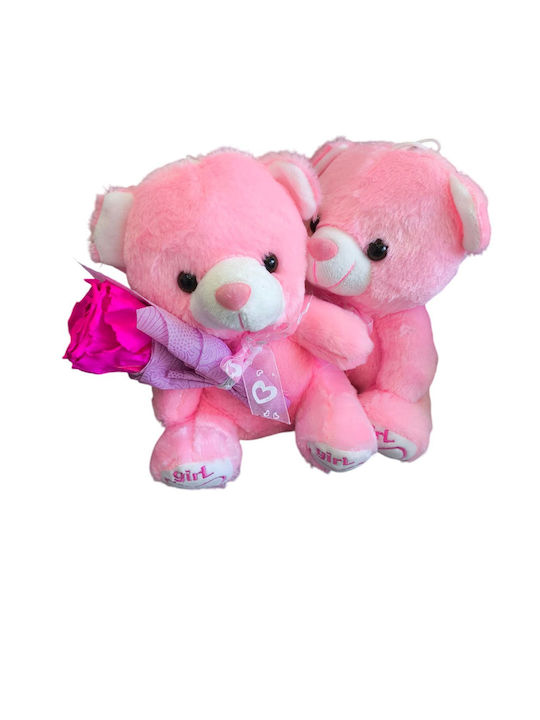 All Saints Fuchsia Rose Two Pink Teddy Bears Height 23 Cm