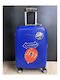 Medium Hard Blue Travel Suitcase with 4 Wheels Height 66cm