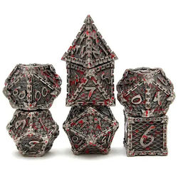 Suegao Set 7 Dragon Scale Solid Metal Dice Role-playing Games Black-red/silver Suegao Set 7 Dragon Scale Solid Metal Dice Role-playing Games Black-red/silver