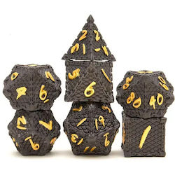 Suegao Set 7 Dragon Scale Solid Metal Dice Role-playing Games Black Gold Suegao Set 7 Dragon Scale Solid Metal Dice Role-playing Games Black Gold