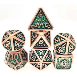 Suegao Set 7 Dragon Wars Solid Metal Dice Role-playing Games Copper Green Suegao Set 7 Dragon Wars Solid Metal Dice Role-playing Games Copper Green
