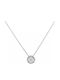 Halskette Weißgold 9k Rosette Zirkon