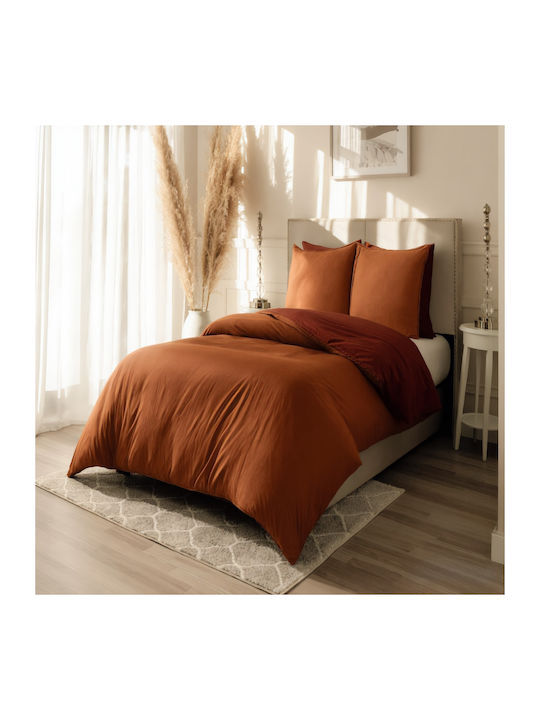 MayHome Σετ Πάπλωμα Μονό 160x240εκ. Σκούρα Τερακότα 350 GSM