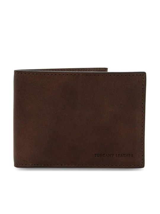 Tuscany Leather Δερμάτινο Ανδρικό Πορτοφόλι Καφέ