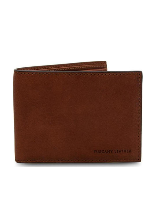 Tuscany Leather Δερμάτινο Ανδρικό Πορτοφόλι Καφέ