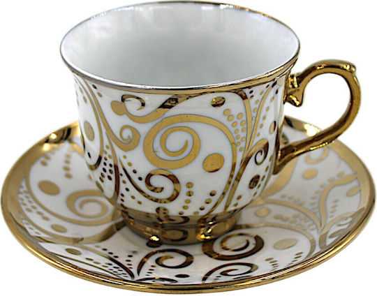 Set Tassen Kaffee aus Porzellan Braun 6Stück
