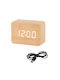 Uncle George Tabletop Digital LED Clock Wooden with Alarm Clock Beige 01.06.04-0003-MPEZ