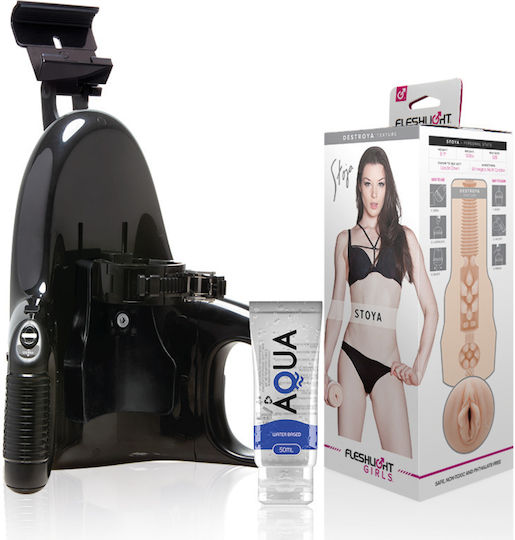 Fleshlight Вагина Stoya Destroya + Universal Launch + Aqua Качествен Лубрикант 50 Мл