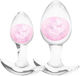 2-piece Anal Plug Kit Set of Anal Toys of Wet Silicone with Pink Glass Bead