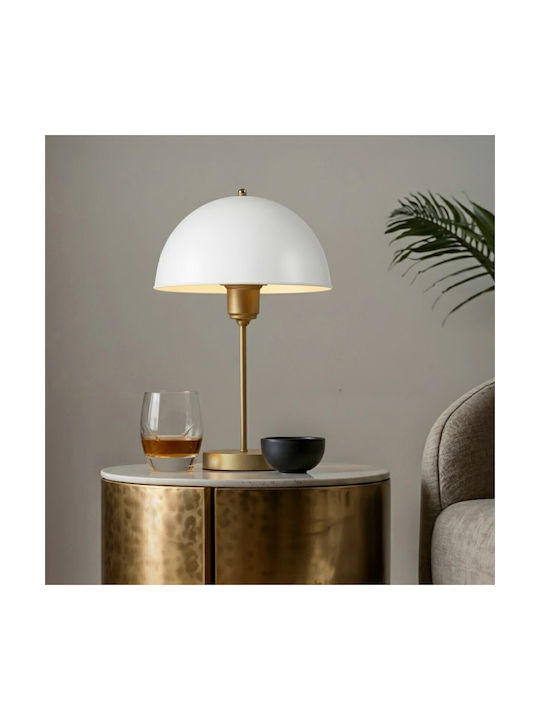 GloboStar Plastic Vintage Table Lamp for Socket E27 with White Shade and Gold Base