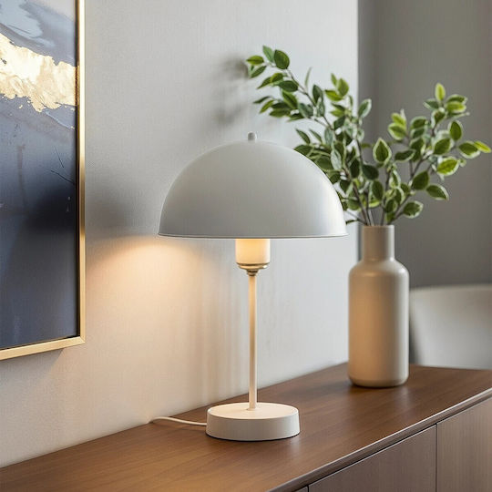 GloboStar GAZETA Plastic Vintage Table Lamp for Socket E27 with White Shade and Base