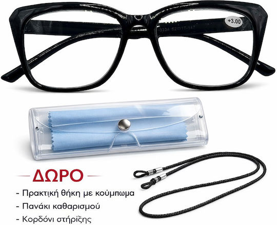 Panora Reading Glasses +3.00 in Black color 14701