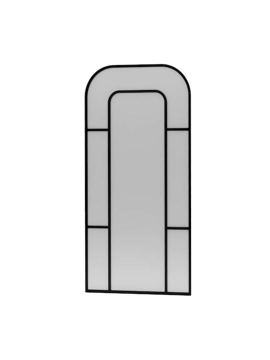 Hanah Home Arched Floor Mirror with Black Metal...