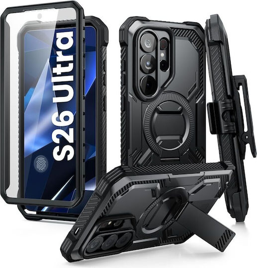 Supcase ArmorBox Mag 360 Full Cover Silicone Plastic Tempered Glass Black (Galaxy S26 Ultra)
