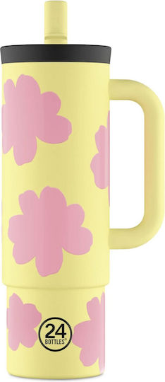 24Bottles Ποτήρι Θερμός Ανοξείδωτο 800ml Yellow Daydreaming με Καλαμάκι