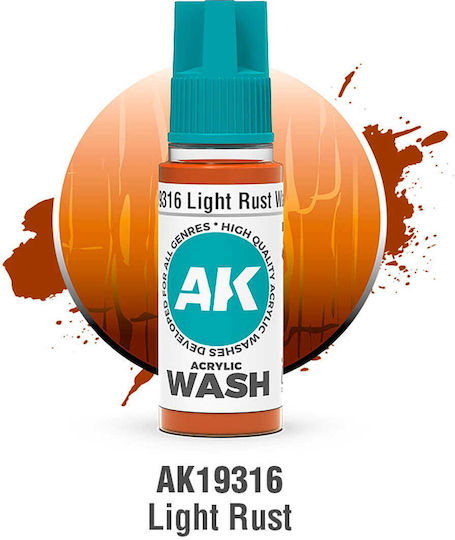 AK Interactive Χρώμα Μοντελισμού Light Rust Wash 18ml