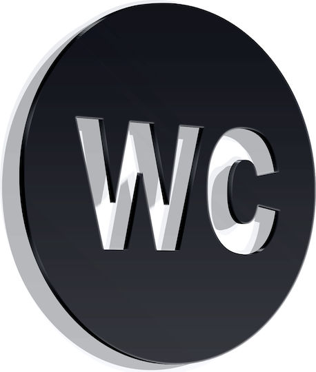 Σήμανση ''wc'' 14x14 Εκ Στρογγυλό Μαύρο Ακρυλικό Πλαστικό Πάχους 3mm Νο5881364_2
