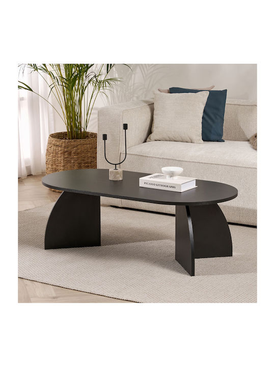 Οβάλ Κεντρικό Τραπεζάκι Melina από Μασίφ Ξύλο Wood Black Μ120xΠ60xΥ40εκ.