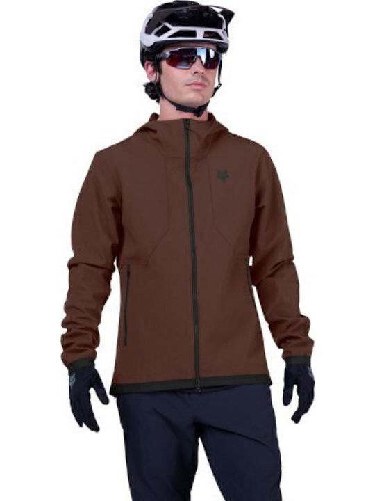 Men's Fleece Cardigan with Hood Brown