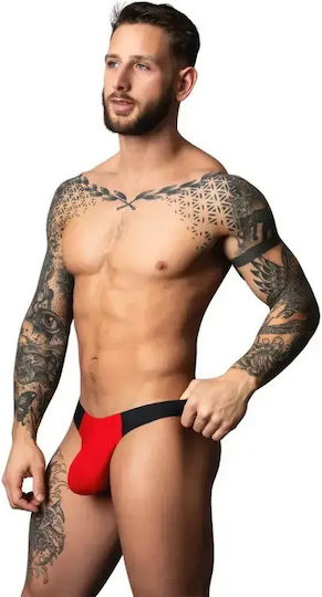Hot Mesh Bong Thong Ανδρικό Micro Mesh String Εσώρουχο Uplift Pouch L Xl Μαύρο Κόκκινο