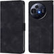Skin Feel Embossed Wallet Piele / Silicon Negru (TCL 50 NXTPAPER 5G / TCL 50 Pro NXTPAPER 5G)