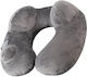 Inflatable Velvet Travel Pillow with Carrying Case 35x31x15cm Gray