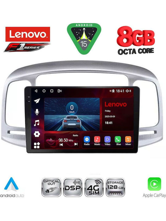 Lenovo Car Audio System for Hyundai Accent 2005-2012 (Bluetooth/USB/WiFi/GPS/Apple-Carplay/Android-Auto) with Touch Screen 9"