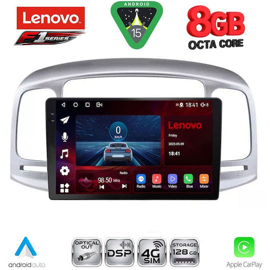 Lenovo Car Audio System for Hyundai Accent 2005-2012 (Bluetooth/USB/WiFi/GPS/Apple-Carplay/Android-Auto) with Touch Screen 9"