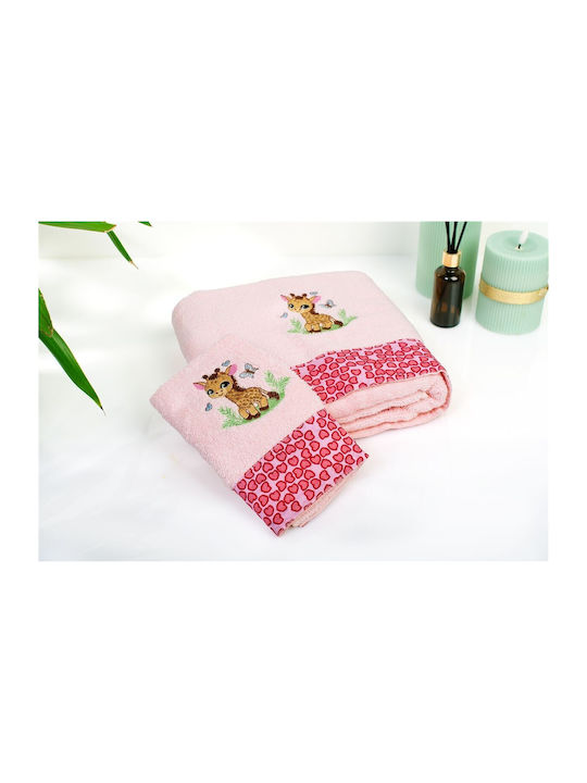 Dimcol Σετ Βρεφικές Πετσέτες 2τμχ Giraffe Βάρους 400gr/m²