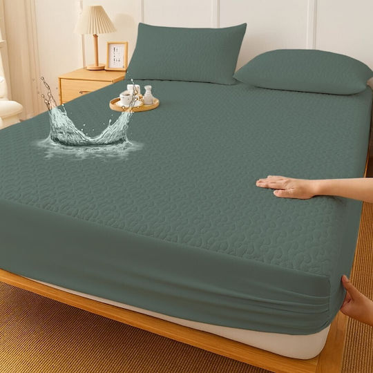 Pucioasa Protecție pentru Saltea Set cu Fețe de Pernă King Size Waterproof Gri 200x200cm