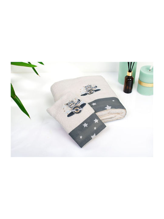 Dimcol Set Babyhandtücher 2 Stück Ecru-grey Avi...