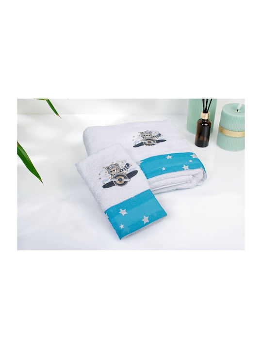 Dimcol Set Babyhandtücher 2 Stück White-sky Blu...