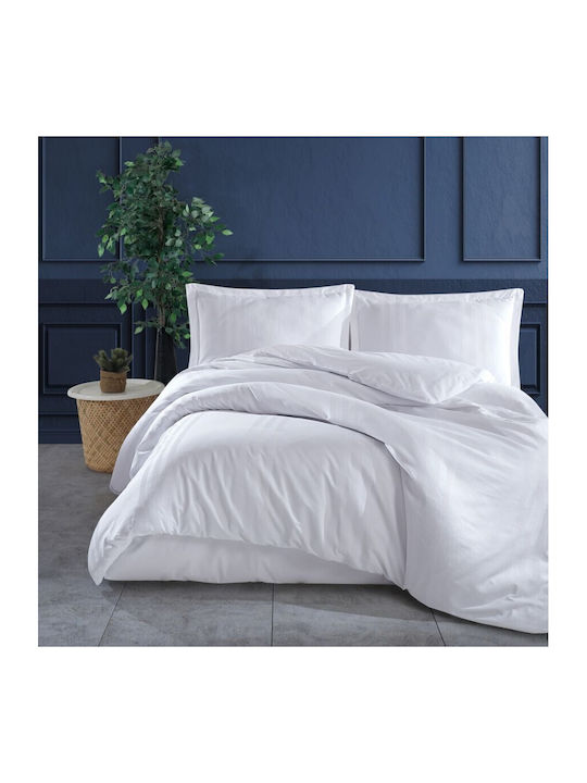 Clasy Home Set Husă de Pilotă Dublă cu 2 Fețe de Pernă 200x220 Alb