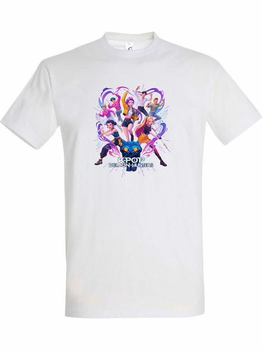 Kids' T-shirt White Kpop Huntrix, Saja Girls Anime, Saja Boys Girls Bands, Demon Hunter Design