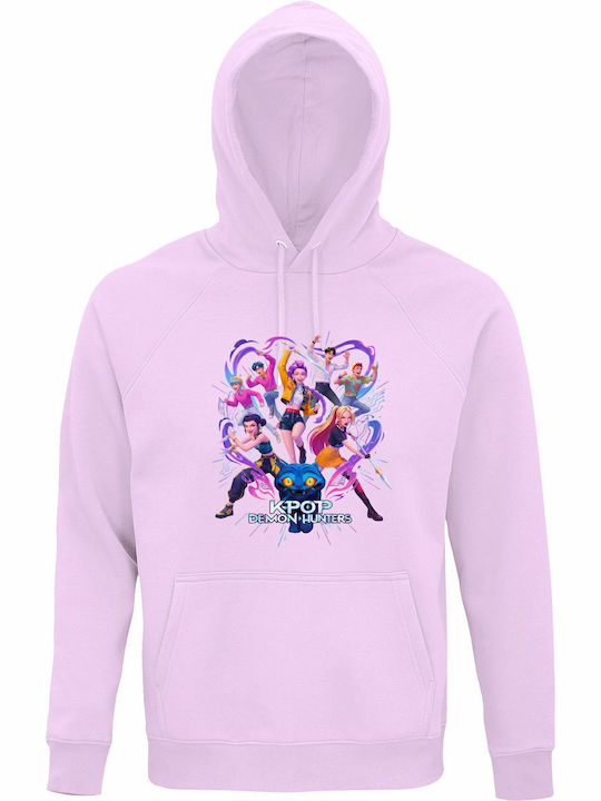 Παιδικό Φούτερ με Κουκούλα Creamy Pink Kpop Huntrix, Saja Girls Anime, Saja Boys Girls Bands, Demon Hunter Design