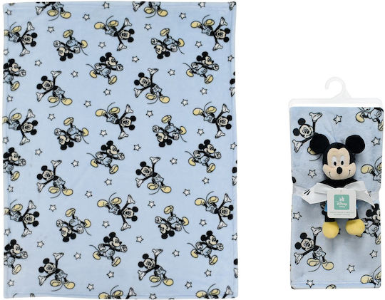 Dimcol Κουβέρτα Αγκαλιάς & Λίκνου Mickey Fleece Γκρι με Ζωάκι 75x100εκ. 2τμχ