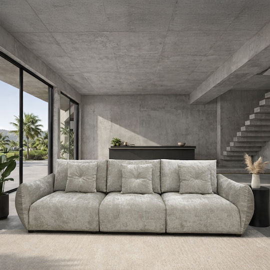 Pillow Триместен Диван Текстил Сив 313x100x89см.