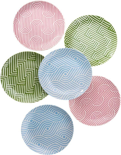 Hermia Plate Desert made of Porcelain Multicolour with Diameter 20cm 6pcs