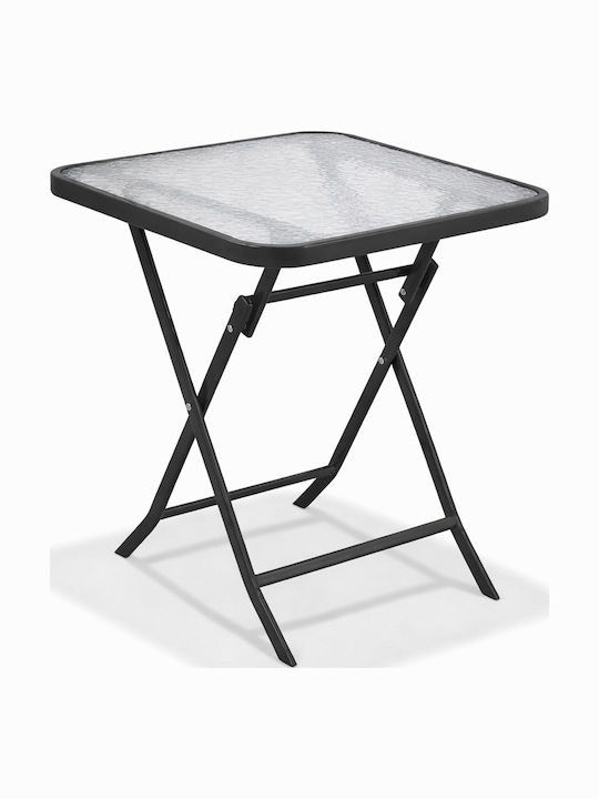 Sitting Room Outdoor Foldable Metal Table Anthracite 50x50x70cm