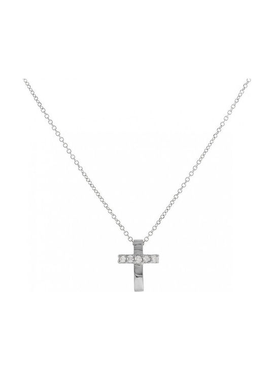 Mertzios.gr Women's White Gold Cross 9K with Chain
