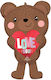 30" Brown Love Teddy Bear Balloon