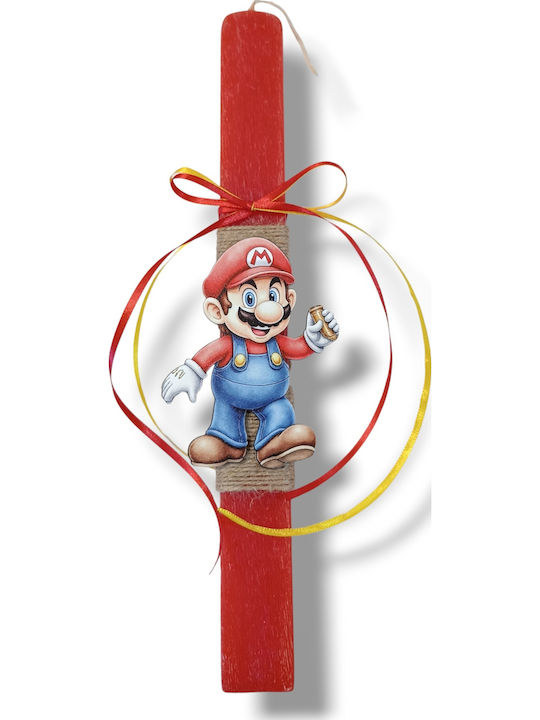 Super Mario Round Red Easter Candle Super Mario Round Red Easter Candle