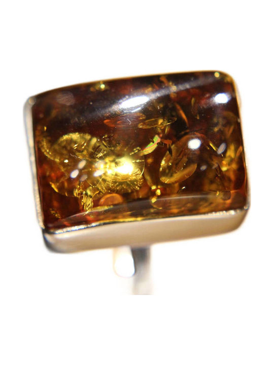 Natural Green Amber Ring Size 14.5