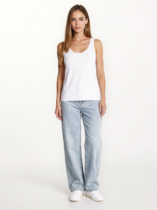 Women's Blouse Cotton Sleeveless White
