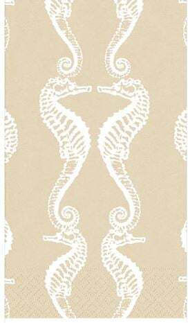 Парти Салфетки Guest Seahorses Пясъчен 10.8x19.8см Caspari 15 Бройки